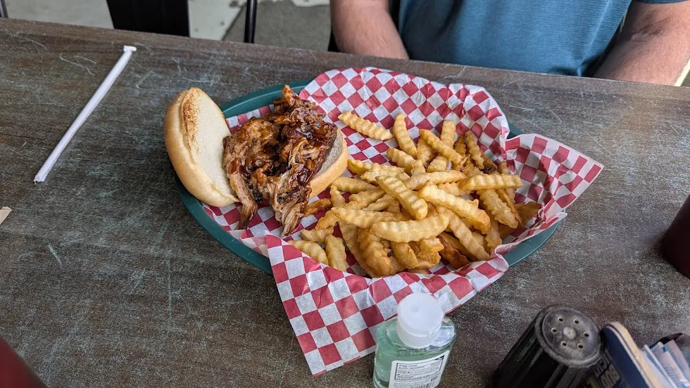 Pulled Pork Sandwich and Fries
